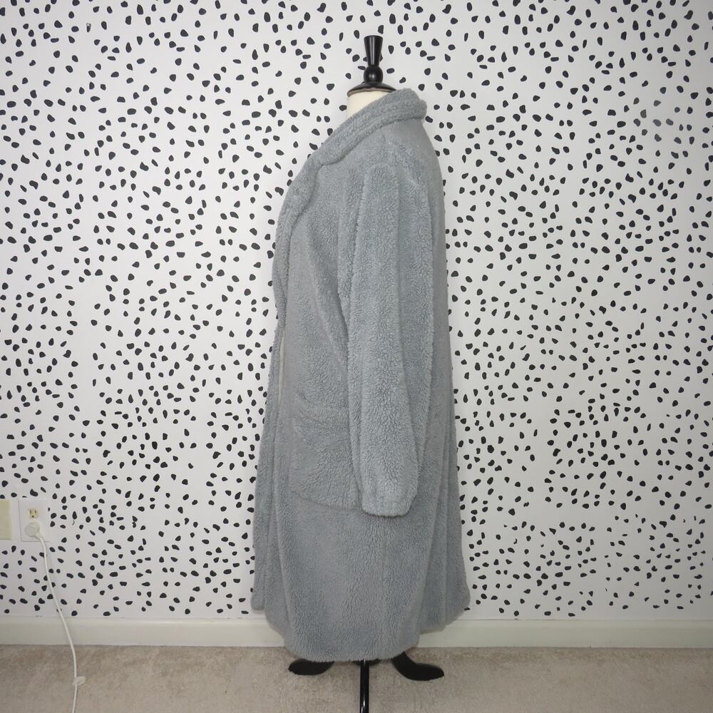 Free People Blue Tessa Teddy Sherpa Oversized Longline Coat - Picture 7 of 12